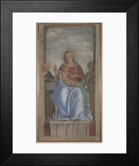 Framed Print : The Virgin and Child with Two Angels. Artist: Bramantino (1465-1530) Framed Print : The Virgin and Child with Two Angels. Artist: Bramantino (1465-1530)