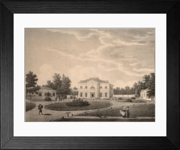 Framed Print : View of the House of Princess Natalya Petrovna Galitzine (1741-1837) in the Gorodnya Estate, 1820s. Artist: Lukin, Semyon Prokhorovich (active 1820s) Framed Print : View of the House of Princess Natalya Petrovna Galitzine (1741-1837) in the Gorodnya Estate, 1820s. Artist: Lukin, Semyon Prokhorovich (active 1820s)