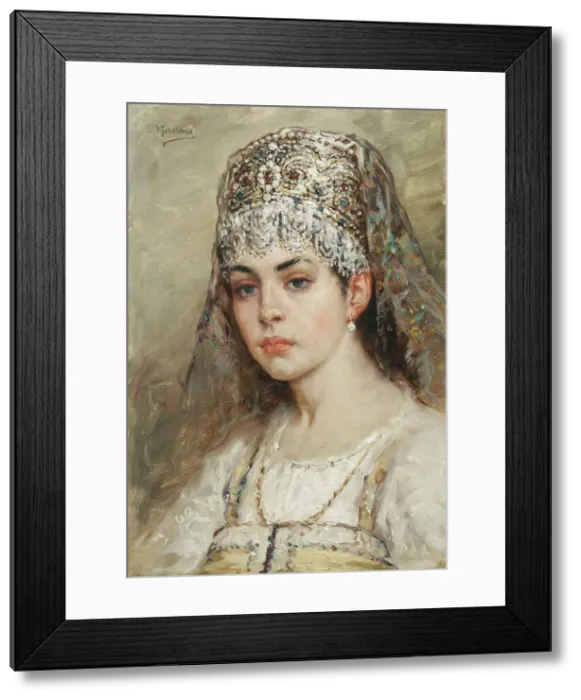 Framed Print : Boyars Wife, 1880s. Artist: Makovsky, Konstantin Yegorovich (1839-1915) Framed Print : Boyars Wife, 1880s. Artist: Makovsky, Konstantin Yegorovich (1839-1915)
