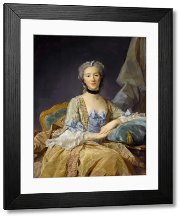 Framed Print : Madame de Sorquainville. Artist: Perronneau, Jean-Baptiste (1715-1783) Framed Print : Madame de Sorquainville. Artist: Perronneau, Jean-Baptiste (1715-1783)