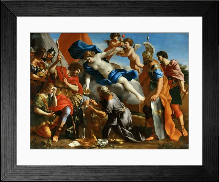 Framed Print : Venus Pouring a Balm on the Wound of Aeneas. Artist: Romanelli, Giovanni Francesco (1610-1662) Framed Print : Venus Pouring a Balm on the Wound of Aeneas. Artist: Romanelli, Giovanni Francesco (1610-1662)