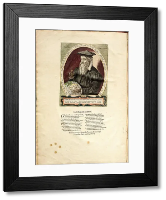 Framed Print : Portrait of Gerardus Mercator (1512-1594) aged 62. Artist: Hogenberg, Frans (1535-1590) Framed Print : Portrait of Gerardus Mercator (1512-1594) aged 62. Artist: Hogenberg, Frans (1535-1590)