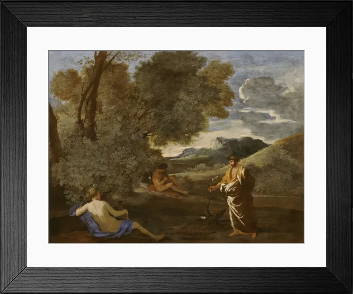 Framed Print : Numa Pompilius and the Nymph Egeria. Artist: Poussin, Nicolas (1594-1665) Framed Print : Numa Pompilius and the Nymph Egeria. Artist: Poussin, Nicolas (1594-1665)