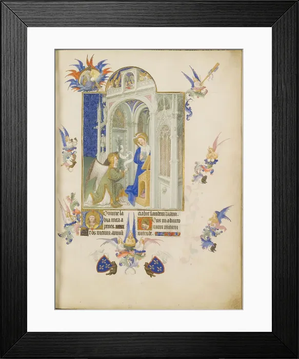 Framed Print : The Annunciation (Les Tres Riches Heures du duc de Berry). Artist: Limbourg brothers (active 1385-1416) Framed Print : The Annunciation (Les Tres Riches Heures du duc de Berry). Artist: Limbourg brothers (active 1385-1416)