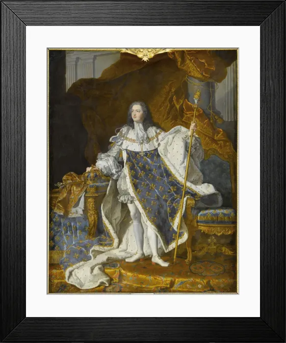 Framed Print : Portrait of Louis XV in his royal costume. Artist: Rigaud, Hyacinthe Francois Honore (1659-1743) Framed Print : Portrait of Louis XV in his royal costume. Artist: Rigaud, Hyacinthe Francois Honore (1659-1743)