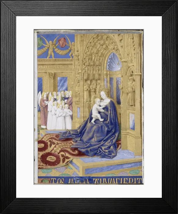 Framed Print : The Virgin and Child enthroned (Hours of Etienne Chevalier). Artist: Fouquet, Jean (1420?1481) Framed Print : The Virgin and Child enthroned (Hours of Etienne Chevalier). Artist: Fouquet, Jean (1420?1481)
