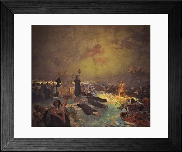 Framed Print : After the Battle of Vitkov Hill (The cycle The Slav Epic). Artist: Mucha, Alfons Marie (1860-1939) Framed Print : After the Battle of Vitkov Hill (The cycle The Slav Epic). Artist: Mucha, Alfons Marie (1860-1939)