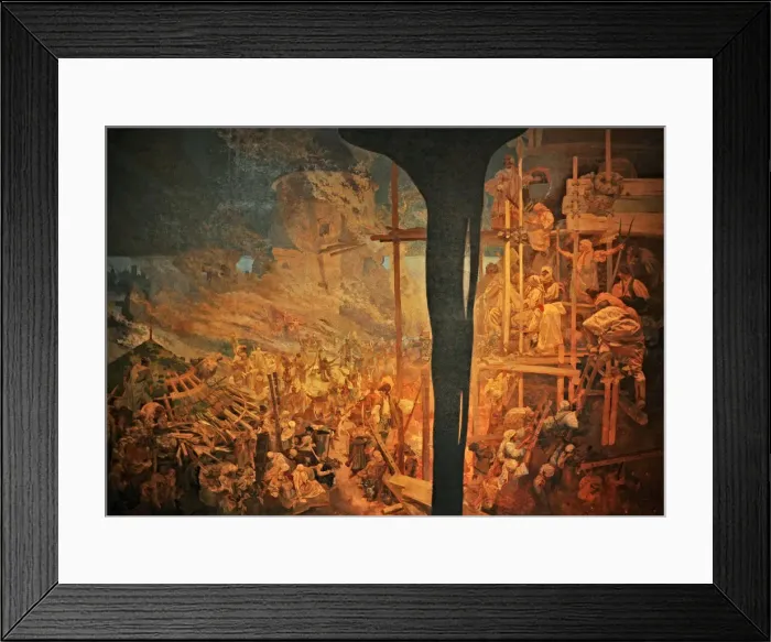 Framed Print : The Defense of Sziget against the Turks by Nicholas Zrinsky (The cycle The Slav Epic). Artist: Mucha, Alfons Marie (1860-1939) Framed Print : The Defense of Sziget against the Turks by Nicholas Zrinsky (The cycle The Slav Epic). Artist: Mucha, Alfons Marie (1860-1939)