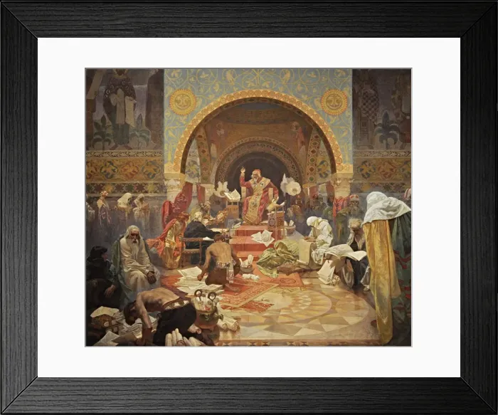 Framed Print : The Bulgarian Tsar Simeon (The cycle The Slav Epic). Artist: Mucha, Alfons Marie (1860-1939) Framed Print : The Bulgarian Tsar Simeon (The cycle The Slav Epic). Artist: Mucha, Alfons Marie (1860-1939)