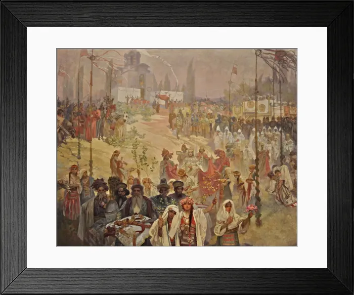 Framed Print : The Coronation of the Serbian Tsar Stefan Dusan as East Roman Emperor (The cycle The Slav Epic). Artist: Mucha, Alfons Marie (1860-1939) Framed Print : The Coronation of the Serbian Tsar Stefan Dusan as East Roman Emperor (The cycle The Slav Epic). Artist: Mucha, Alfons Marie (1860-1939)