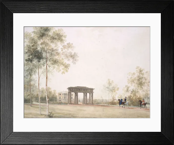 Framed Print : Gateway to the Park in Tsarskoye Selo, after 1821. Artist: Martynov, Andrei Yefimovich (1768-1826) Framed Print : Gateway to the Park in Tsarskoye Selo, after 1821. Artist: Martynov, Andrei Yefimovich (1768-1826)