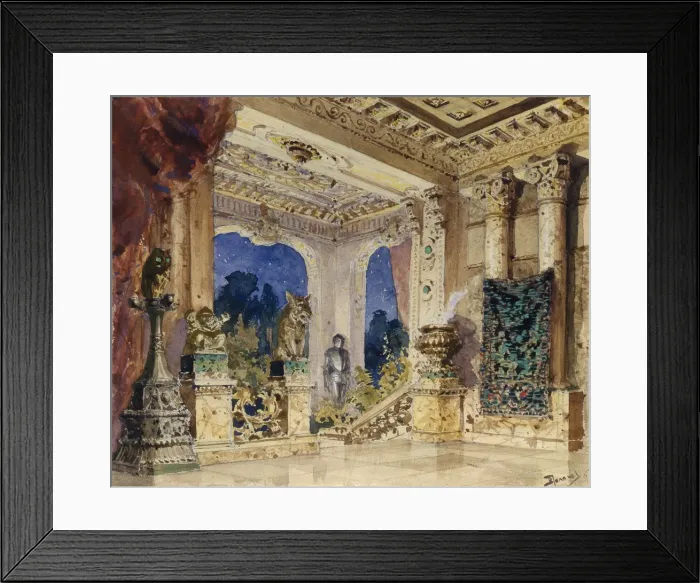 Framed Print : Stage design for the opera The scarlet Rose by N. Krotkov, 1884. Artist: Polenov, Vasili Dmitrievich (1844-1927) Framed Print : Stage design for the opera The scarlet Rose by N. Krotkov, 1884. Artist: Polenov, Vasili Dmitrievich (1844-1927)