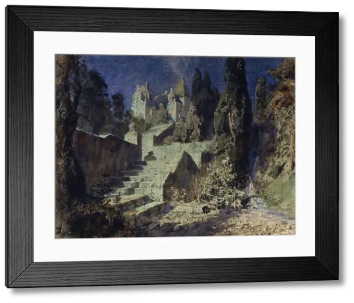 Framed Print : Stage design for the opera The scarlet Rose by N. Krotkov, 1884. Artist: Polenov, Vasili Dmitrievich (1844-1927) Framed Print : Stage design for the opera The scarlet Rose by N. Krotkov, 1884. Artist: Polenov, Vasili Dmitrievich (1844-1927)