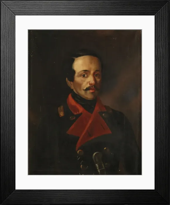 Framed Print : Portrait of the poet Mikhail Lermontov (1814-1841), 1854-1858. Artist: Polivanov, Nikolay Ivanovich (1814-1874) Framed Print : Portrait of the poet Mikhail Lermontov (1814-1841), 1854-1858. Artist: Polivanov, Nikolay Ivanovich (1814-1874)