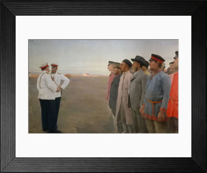 Framed Print : The recruitment, 1904. Artist: Popov, Lukian Vasilyevich (1873-1914) Framed Print : The recruitment, 1904. Artist: Popov, Lukian Vasilyevich (1873-1914)