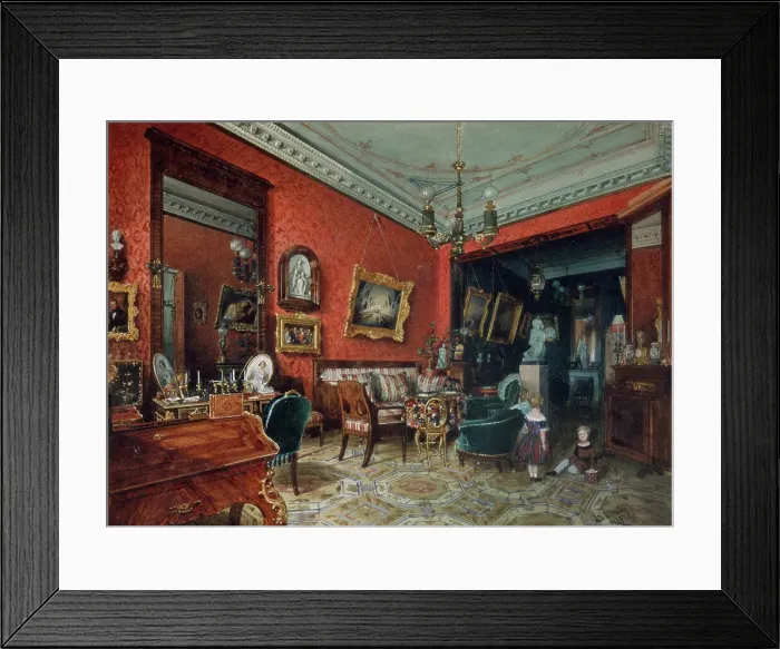 Framed Print : A living room, 1840s. Artist: Premazzi, Ludwig (Luigi) (1814-1891) Framed Print : A living room, 1840s. Artist: Premazzi, Ludwig (Luigi) (1814-1891)