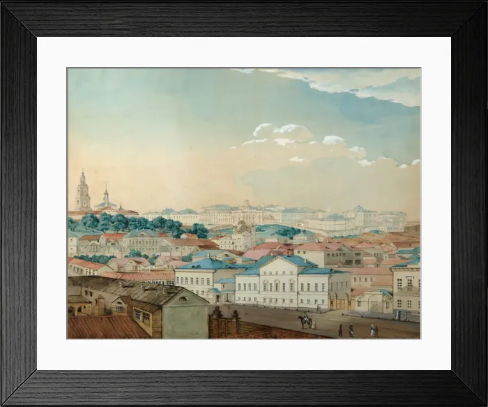 Framed Print : Viewof the Kazan University from the Bolaq, 1842. Artist: Rakovich, Andrei Nikolayevich (1815-1866) Framed Print : Viewof the Kazan University from the Bolaq, 1842. Artist: Rakovich, Andrei Nikolayevich (1815-1866)