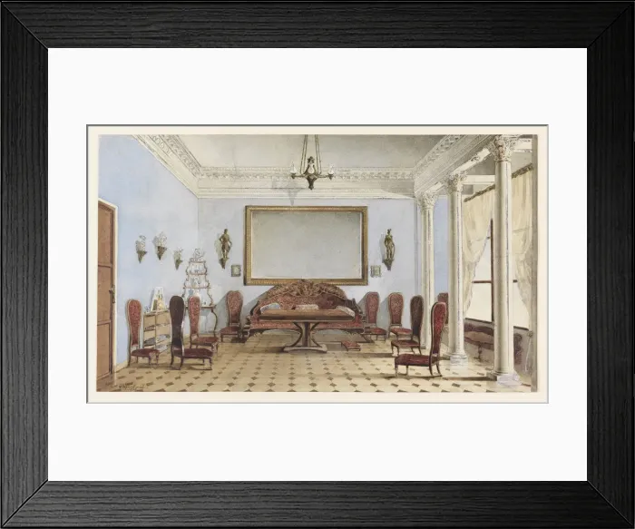 Framed Print : Salon Interior, 1858. Artist: Redkovsky, Andrei Alexeevich (1831-1909) Framed Print : Salon Interior, 1858. Artist: Redkovsky, Andrei Alexeevich (1831-1909)