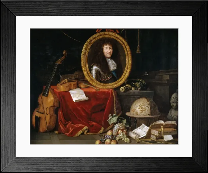 Framed Print : Allegory of Louis XIV, Protector of Arts and Sciences. Artist: Garnier, Jean (1632-1705) Framed Print : Allegory of Louis XIV, Protector of Arts and Sciences. Artist: Garnier, Jean (1632-1705)