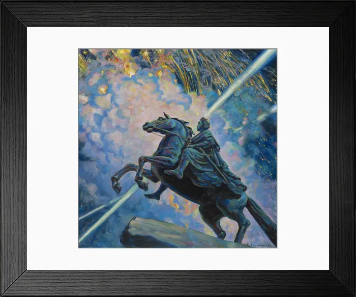Framed Print : Fireworks. The Bronze Horseman. Artist: Kustodiev, Boris Michaylovich (1878-1927) Framed Print : Fireworks. The Bronze Horseman. Artist: Kustodiev, Boris Michaylovich (1878-1927)