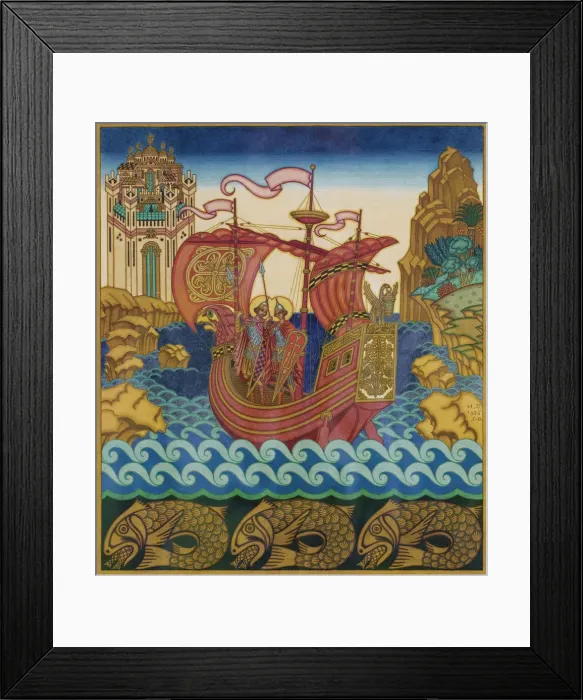 Framed Print : The Ship. Artist: Bilibin, Ivan Yakovlevich (1876-1942) Framed Print : The Ship. Artist: Bilibin, Ivan Yakovlevich (1876-1942)