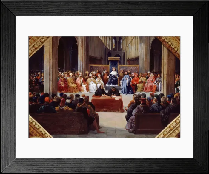 Framed Print : The assembly of the Estates-General, April 10, 1302. Artist: Alaux, Jean (1786-1864)