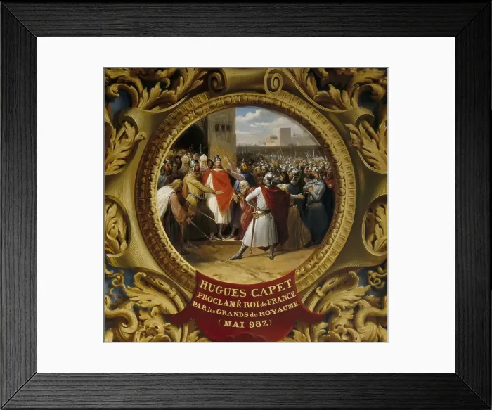 Framed Print : Hugh Capet proclaimed King by the nobles in May 987. Artist: Alaux, Jean (1786-1864) Framed Print : Hugh Capet proclaimed King by the nobles in May 987. Artist: Alaux, Jean (1786-1864)