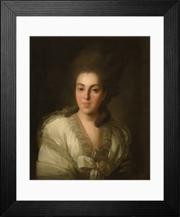 Framed Print : Portrait of Countess Anna Alexandrovna Golitsyna (1739-1816), nee Baroness Stroganova, 1777. Artist: Rokotov, Fyodor Stepanovich (1735-1808) Framed Print : Portrait of Countess Anna Alexandrovna Golitsyna (1739-1816), nee Baroness Stroganova, 1777. Artist: Rokotov, Fyodor Stepanovich (1735-1808)