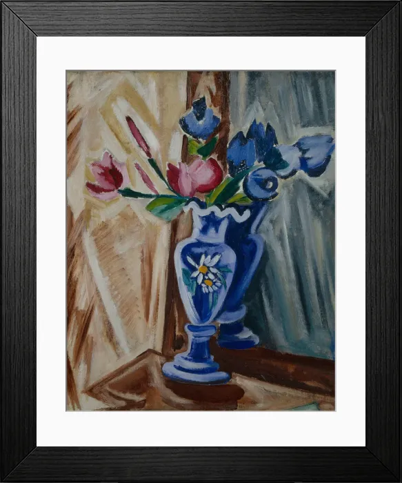 Framed Print : Blue Vase with Flowers, 1913. Artist: Rozanova, Olga Vladimirovna (1886-1918) Framed Print : Blue Vase with Flowers, 1913. Artist: Rozanova, Olga Vladimirovna (1886-1918)