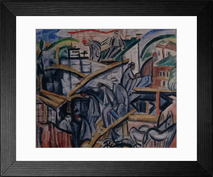 Framed Print : Building new house, 1913. Artist: Rozanova, Olga Vladimirovna (1886-1918) Framed Print : Building new house, 1913. Artist: Rozanova, Olga Vladimirovna (1886-1918)