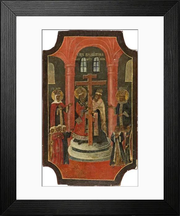 Framed Print : Exaltation of the Holy Cross, 18th century. Artist: Russian icon Framed Print : Exaltation of the Holy Cross, 18th century. Artist: Russian icon