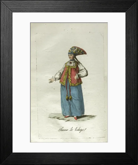 Framed Print : A Maiden from Kaluga in Festive Dress. Artist: Grasset de Saint-Sauveur, Jacques (1757-1810) Framed Print : A Maiden from Kaluga in Festive Dress. Artist: Grasset de Saint-Sauveur, Jacques (1757-1810)