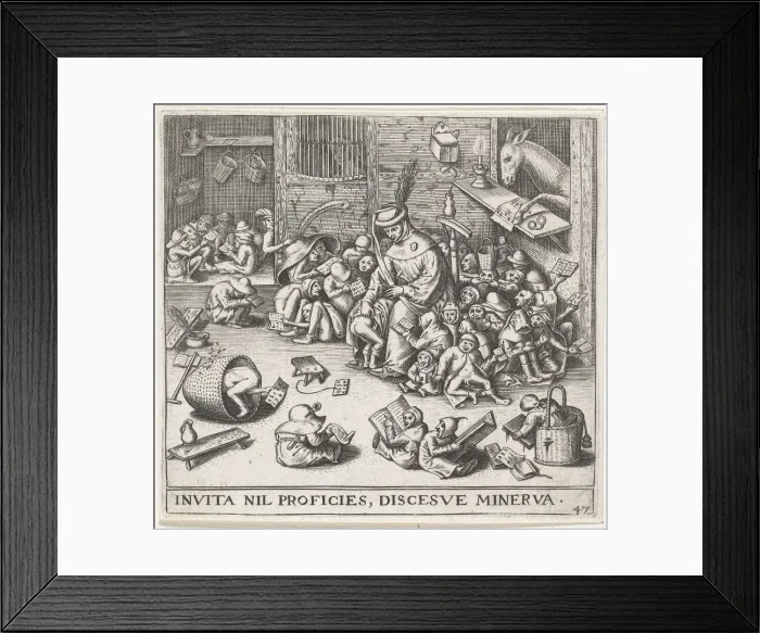Framed Print : The Ass in the School. Artist: Heyden, Pieter, van der (1538-1572) Framed Print : The Ass in the School. Artist: Heyden, Pieter, van der (1538-1572)