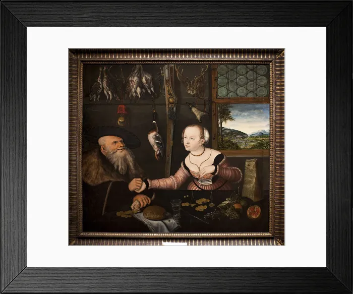 Framed Print : The Ill matched Couple. Artist: Cranach, Lucas, the Elder (1472-1553) Framed Print : The Ill matched Couple. Artist: Cranach, Lucas, the Elder (1472-1553)