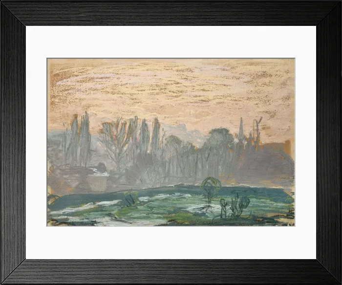Framed Print : Winter Landscape with Evening Sky. Artist: Monet, Claude (1840-1926) Framed Print : Winter Landscape with Evening Sky. Artist: Monet, Claude (1840-1926)