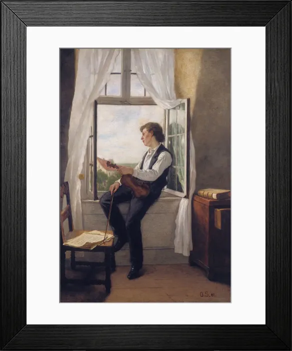 Framed Print : The Violinist at the Window. Artist: Scholderer, Franz Otto (1834-1902) Framed Print : The Violinist at the Window. Artist: Scholderer, Franz Otto (1834-1902)