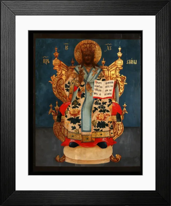Framed Print : The Saviour Enthroned, 18th century. Artist: Russian icon Framed Print : The Saviour Enthroned, 18th century. Artist: Russian icon