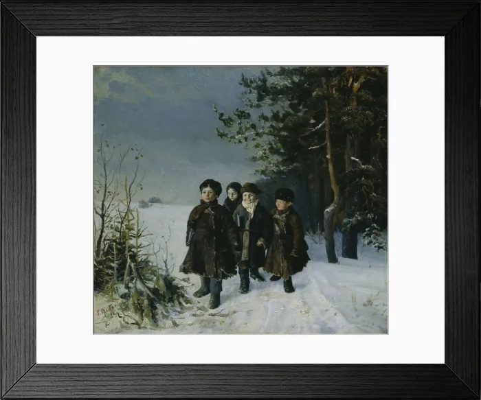Framed Print : Return from school, 1884. Artist: Rybakov, Gavriil Fyodorovich (1859-?)