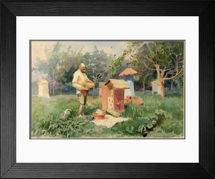 Framed Print : At the bee yard, 1890. Artist: Samokish-Sudkovskaya, Elena Petrovna (1863-1924) Framed Print : At the bee yard, 1890. Artist: Samokish-Sudkovskaya, Elena Petrovna (1863-1924)