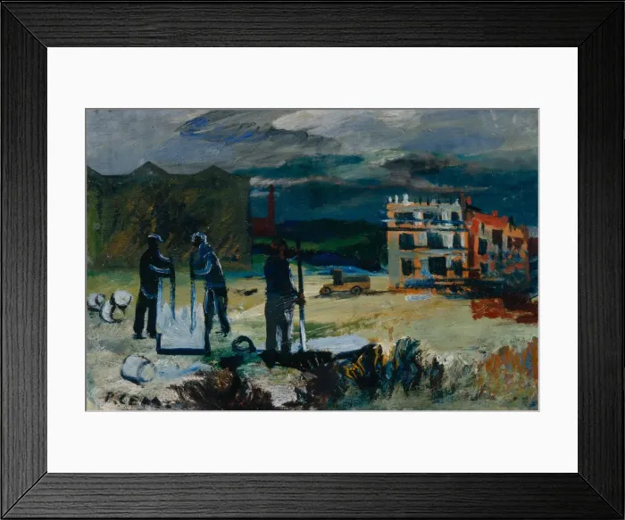 Framed Print : Building new houses, 1933. Artist: Semashkevich, Roman Matveevich (1900-1937) Framed Print : Building new houses, 1933. Artist: Semashkevich, Roman Matveevich (1900-1937)