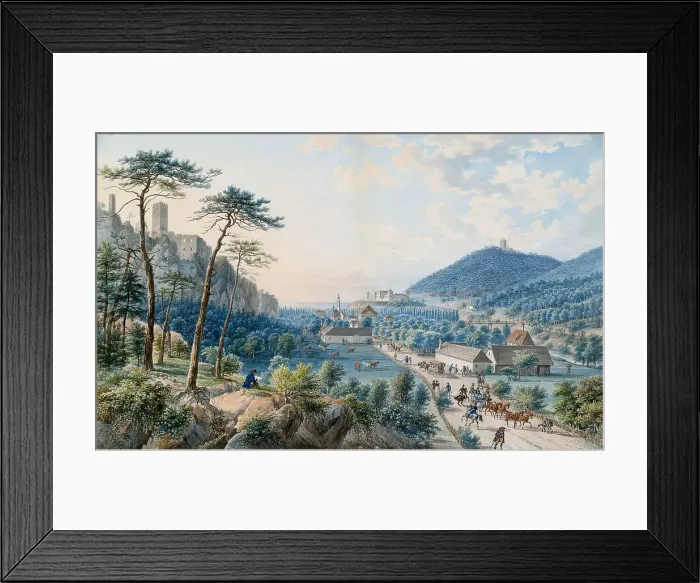Framed Print : View of the Weilburg Palace at Baden near Vienna. Artist: Raulino, Johann (1785-1839) Framed Print : View of the Weilburg Palace at Baden near Vienna. Artist: Raulino, Johann (1785-1839)