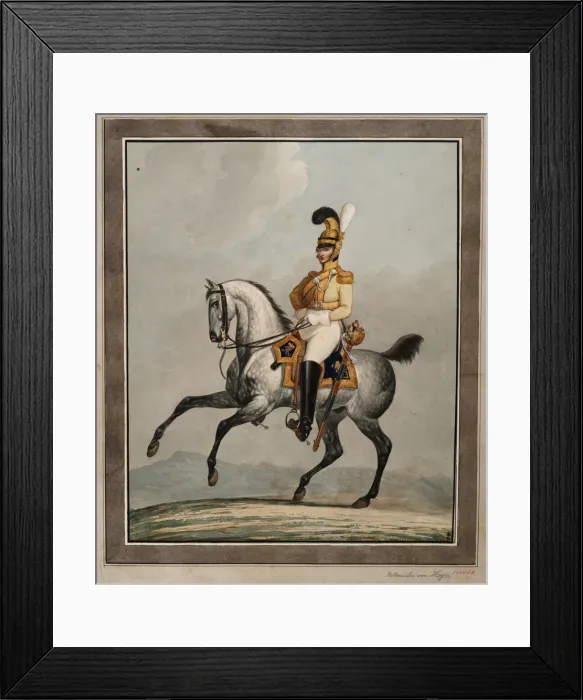 Framed Print : Dragoon officer of the Royal Saxon Army. Artist: Sauerweid, Alexander Ivanovich (1783-1844) Framed Print : Dragoon officer of the Royal Saxon Army. Artist: Sauerweid, Alexander Ivanovich (1783-1844)