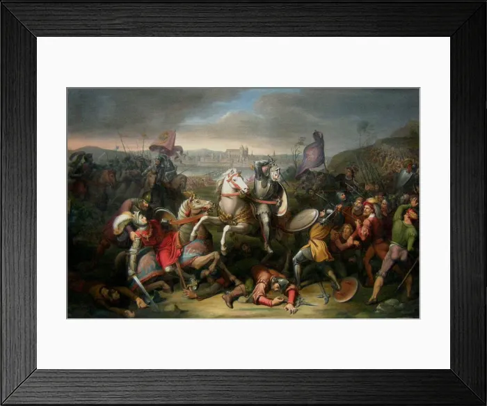 Framed Print : Duke Erich von Calenberg rescues Emperor Maximilian in the Battle at Regensburg in 1504. Artist: Riepenhausen, Johann Christian (1787-1860) Framed Print : Duke Erich von Calenberg rescues Emperor Maximilian in the Battle at Regensburg in 1504. Artist: Riepenhausen, Johann Christian (1787-1860)