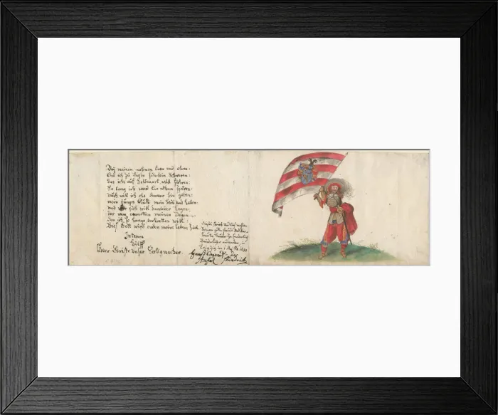 Framed Print : Swiss flag bearer. Artist: Anonymous Framed Print : Swiss flag bearer. Artist: Anonymous