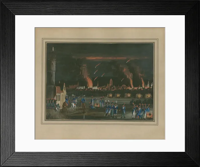 Framed Print : Bombardment of Frankfurt am Main by the French Army, July 13, 1796. Artist: Schutz, Christian Georg, the Younger (1758-1823) Framed Print : Bombardment of Frankfurt am Main by the French Army, July 13, 1796. Artist: Schutz, Christian Georg, the Younger (1758-1823)