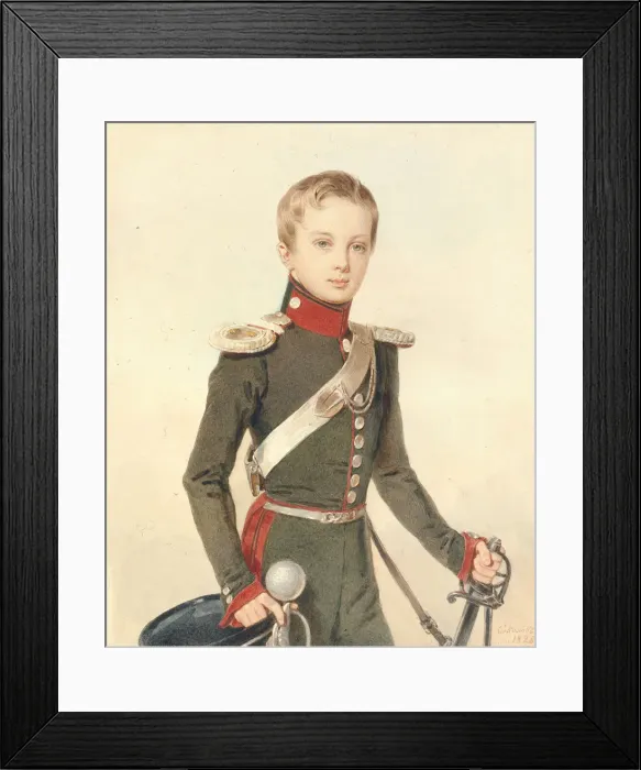 Framed Print : Portrait of the Crown prince Alexander Nikolayevich (1818-1881), 1828. Artist: Sokolov, Pyotr Fyodorovich (1791-1848) Framed Print : Portrait of the Crown prince Alexander Nikolayevich (1818-1881), 1828. Artist: Sokolov, Pyotr Fyodorovich (1791-1848)