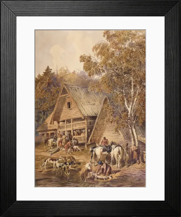 Framed Print : The Huntsmen, 1863. Artist: Sokolov, Pyotr Petrovich (1821-1899) Framed Print : The Huntsmen, 1863. Artist: Sokolov, Pyotr Petrovich (1821-1899)