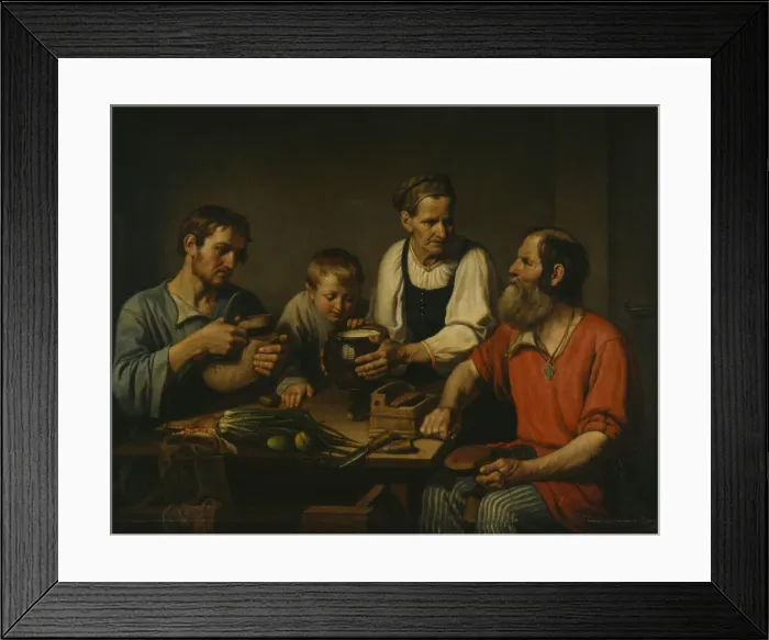 Framed Print : Peasant family before dinner, 1824. Artist: Solntsev, Fyodor Grigoryevich (1801-1892) Framed Print : Peasant family before dinner, 1824. Artist: Solntsev, Fyodor Grigoryevich (1801-1892)