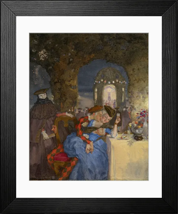 Framed Print : Rendezvous, c. 1918. Artist: Somov, Konstantin Andreyevich (1869-1939) Framed Print : Rendezvous, c. 1918. Artist: Somov, Konstantin Andreyevich (1869-1939)