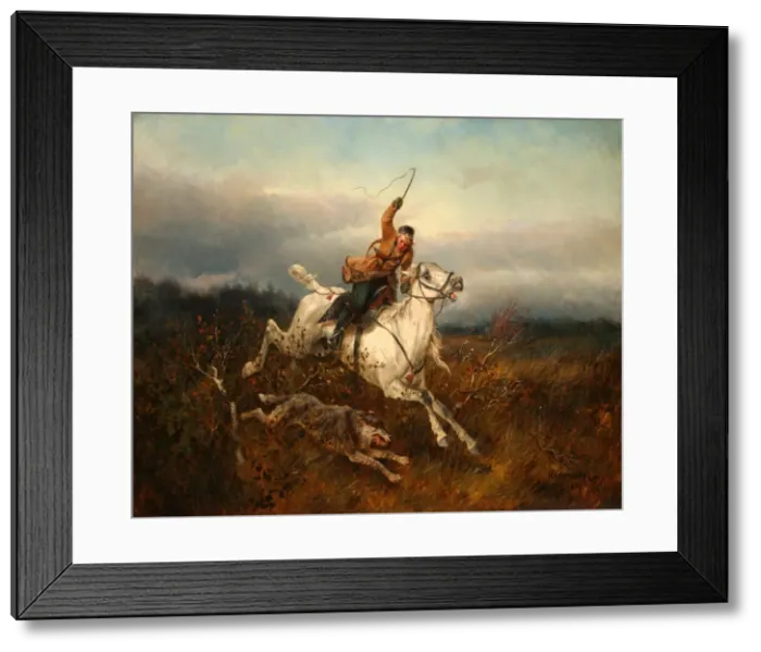 Framed Print : Wolf Hunting, 1870. Artist: Sverchkov, Nikolai Yegorovich (1817-1898) Framed Print : Wolf Hunting, 1870. Artist: Sverchkov, Nikolai Yegorovich (1817-1898)